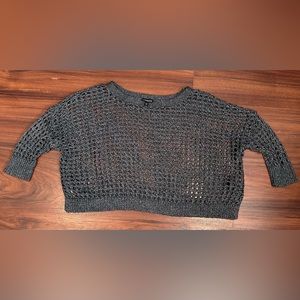 Express knit Grey top, woman, crop, side slits, metallic looking grey